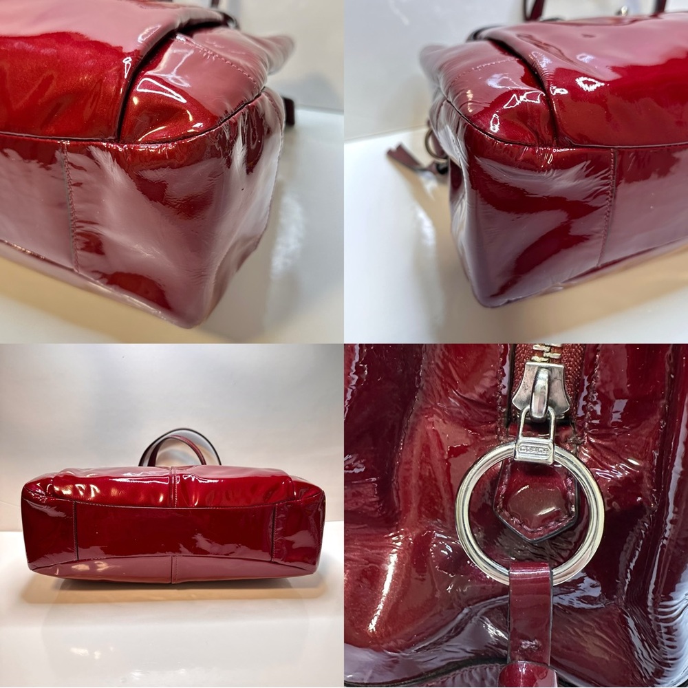 ✅ Sold ✅ Y2K Coach Chelsea Jayden Burgundy Patent Leather Tote Handbag Satchel - Picture 15 of 16